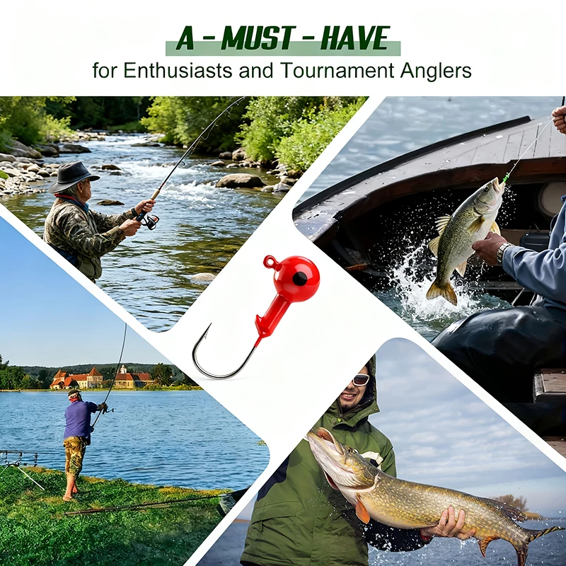 [TUODIAO] Red Jig Head Hook Bright Coating Strong Penetration Anti-Slip Design Soft Bait Lure Fishing Hook