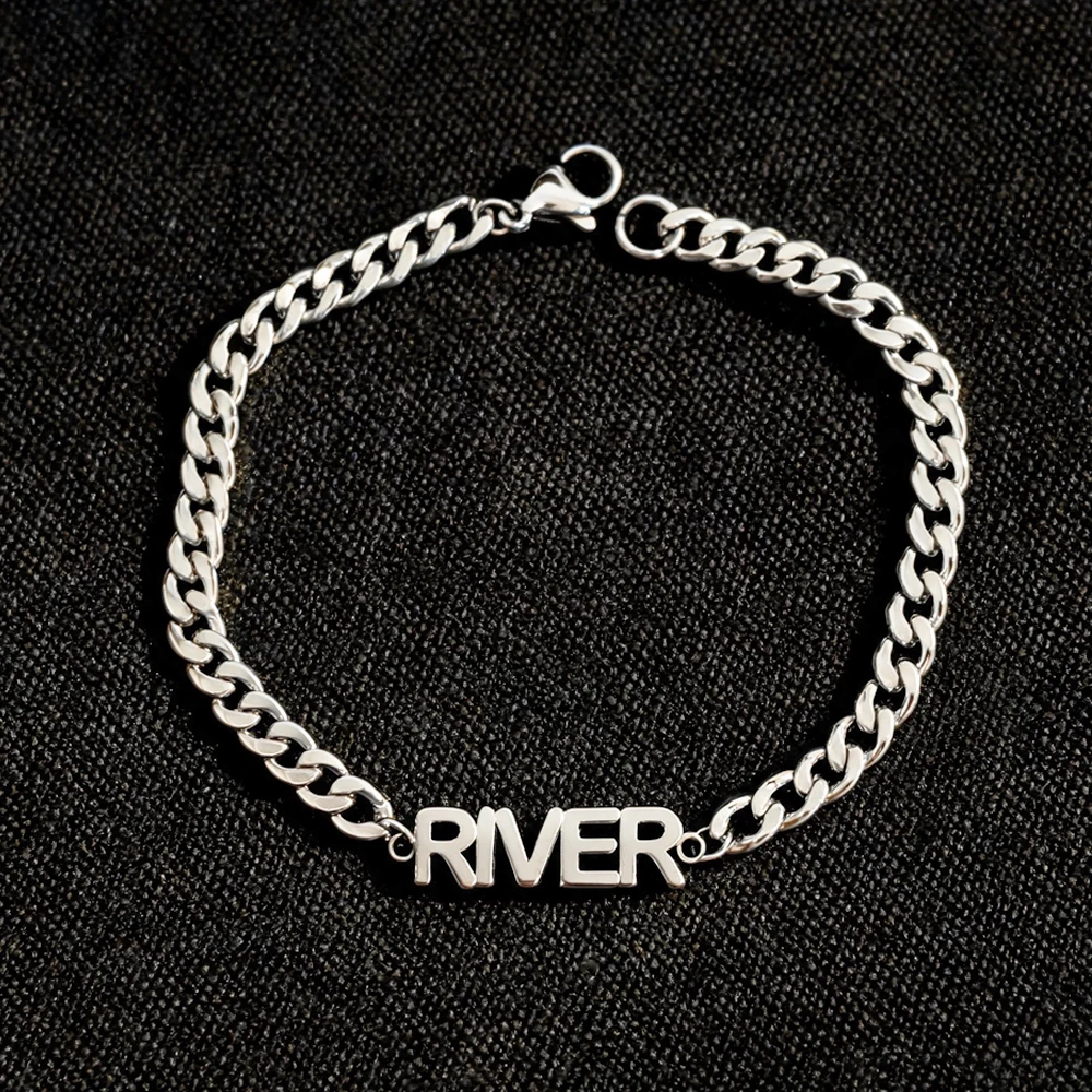 Custom Name Men Bracelet Stainless Steel Bracelet With 5mm Wdith Cuban Link Birthday Jewelry For Boyfriend Personalized Gift view 6