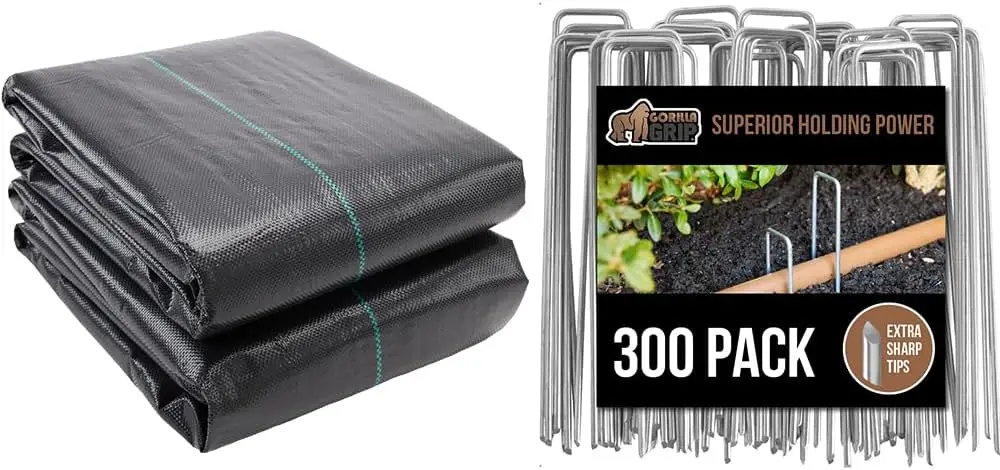

GORILLA GRIP Landscape , 1.5'x50', and Landscape Staples, 300 Pack, Bundle
