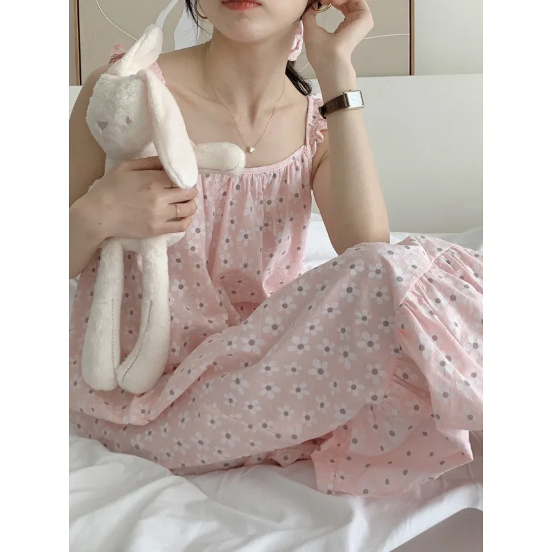 

Женская летняя Пижама без рукавов с круглым вырезом и цветочным принтом