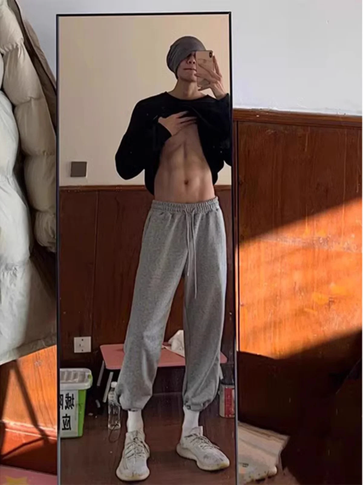 

American Sle ey Sweatpants for Men Autumn Sports Fitn Training Casual Pants Straight Leg Long Pants Youth Faion