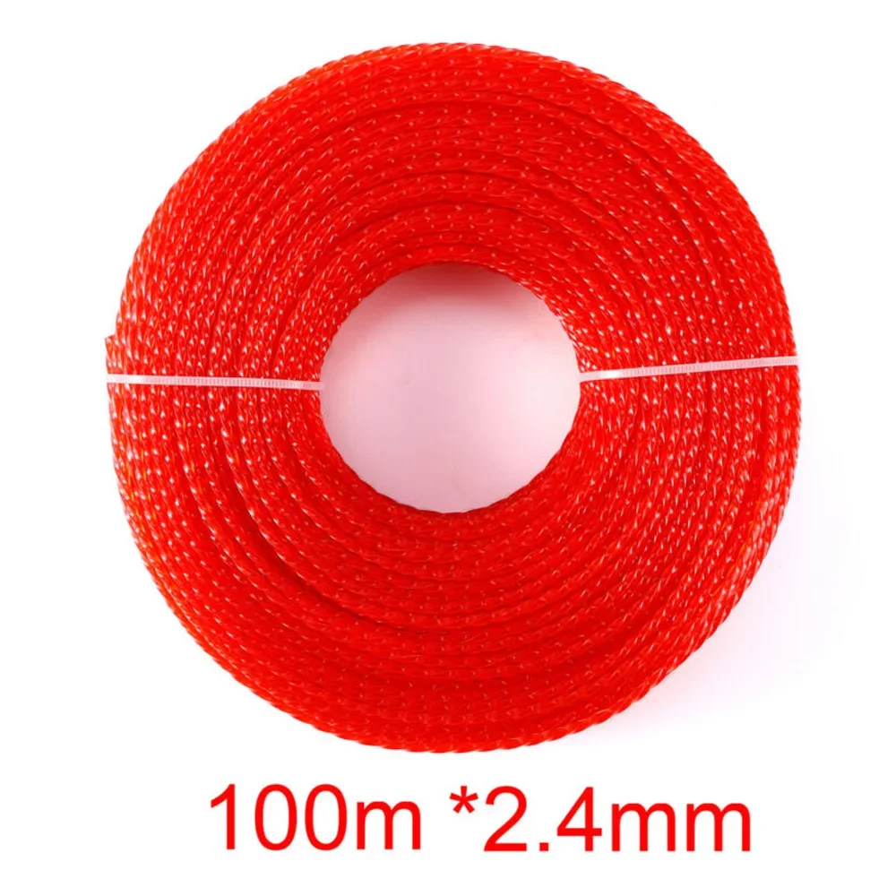 100 Meters*2.4mm Grass Trimmer Line Nylon Spiral Brush Cutter Rope Lawn Mower Head Accessories Summer Gardening Tools