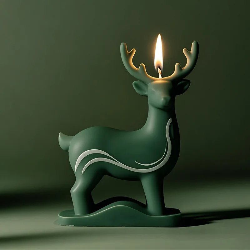 

2pcs Reindeer Candle Mold Silicone - DIY Christmas Scented Candles, Festive Animal Decor & Holiday Gift Making Supplies