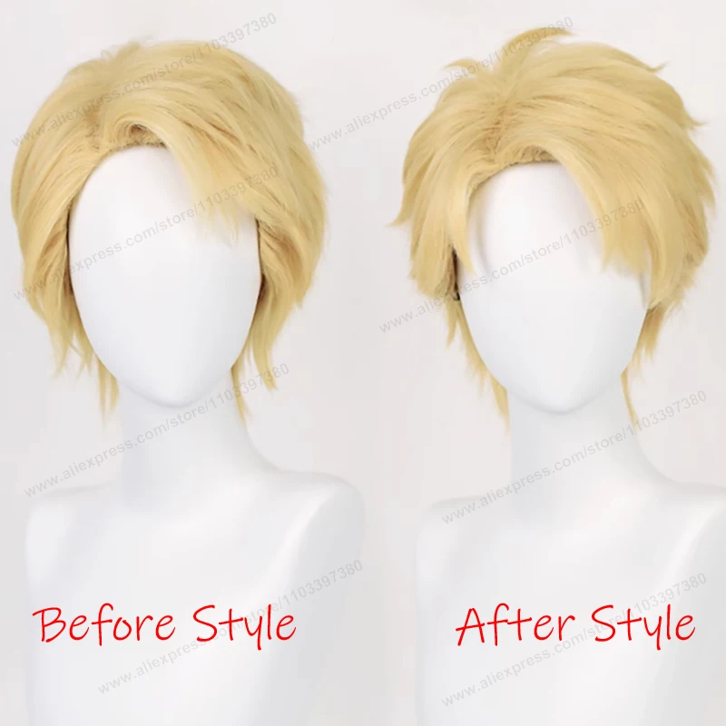 Loid-Peluca de Cosplay Forger de 30cm, pelo corto dorado y amarillo para hombre, peluca sintética resistente al calor de Anime