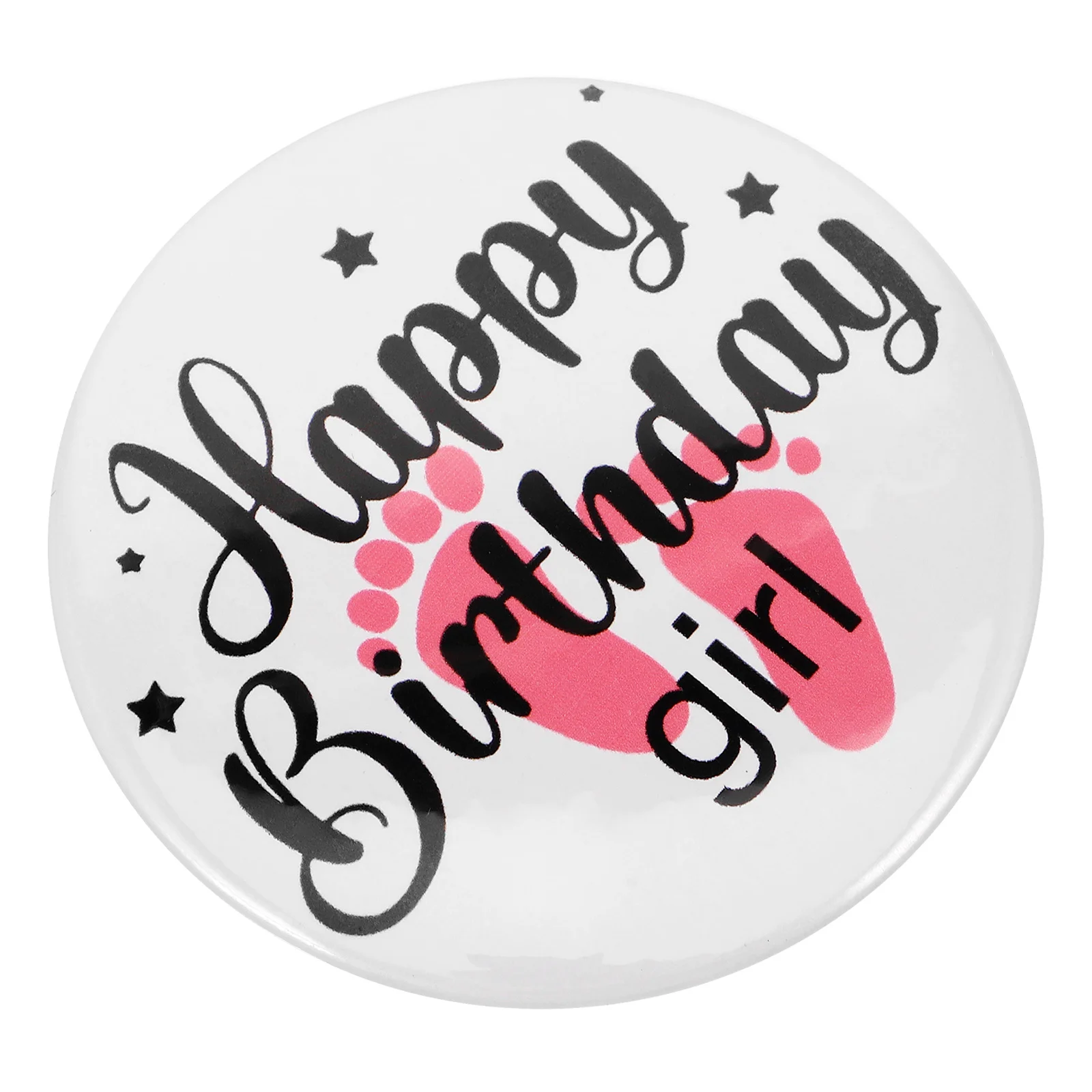 

Pink Girl Birthday Badge Tinplate Pin Stylish Brooch Decorative Party Photo Prop Birthday Badge Girl Decorative Pin