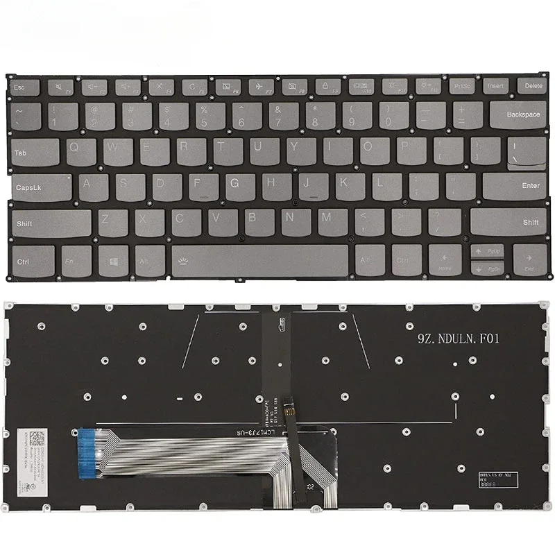 Teclado de ordenador portátil para Lenovo Yoga C740-14 C740-14IML ideaPad Flex-14IML Flex-14API Flex-14IWL retroiluminado gris diseño estadounidense
