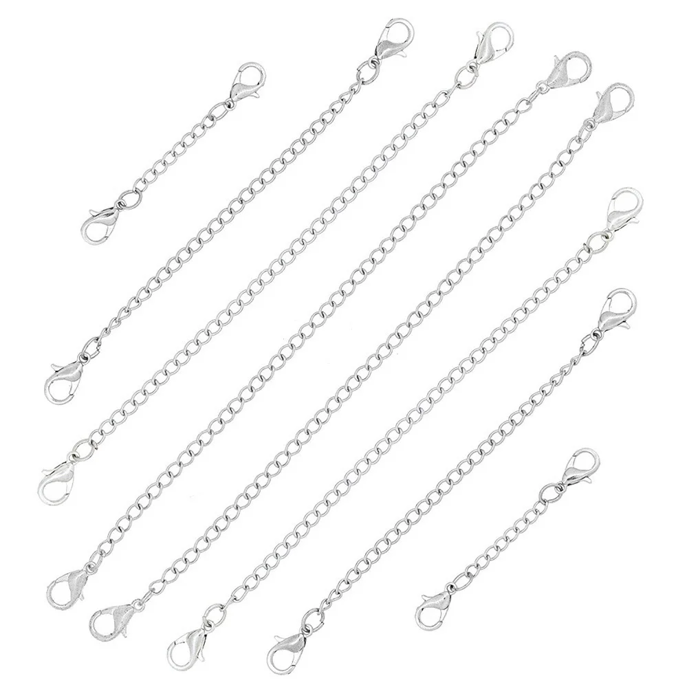

25pcs Stainless Steel Extender Chain Lobster Clasp 2 3 4 5 6 Inches Durable Shiny Plated Diy Jewelry Making Necklace Bracelet