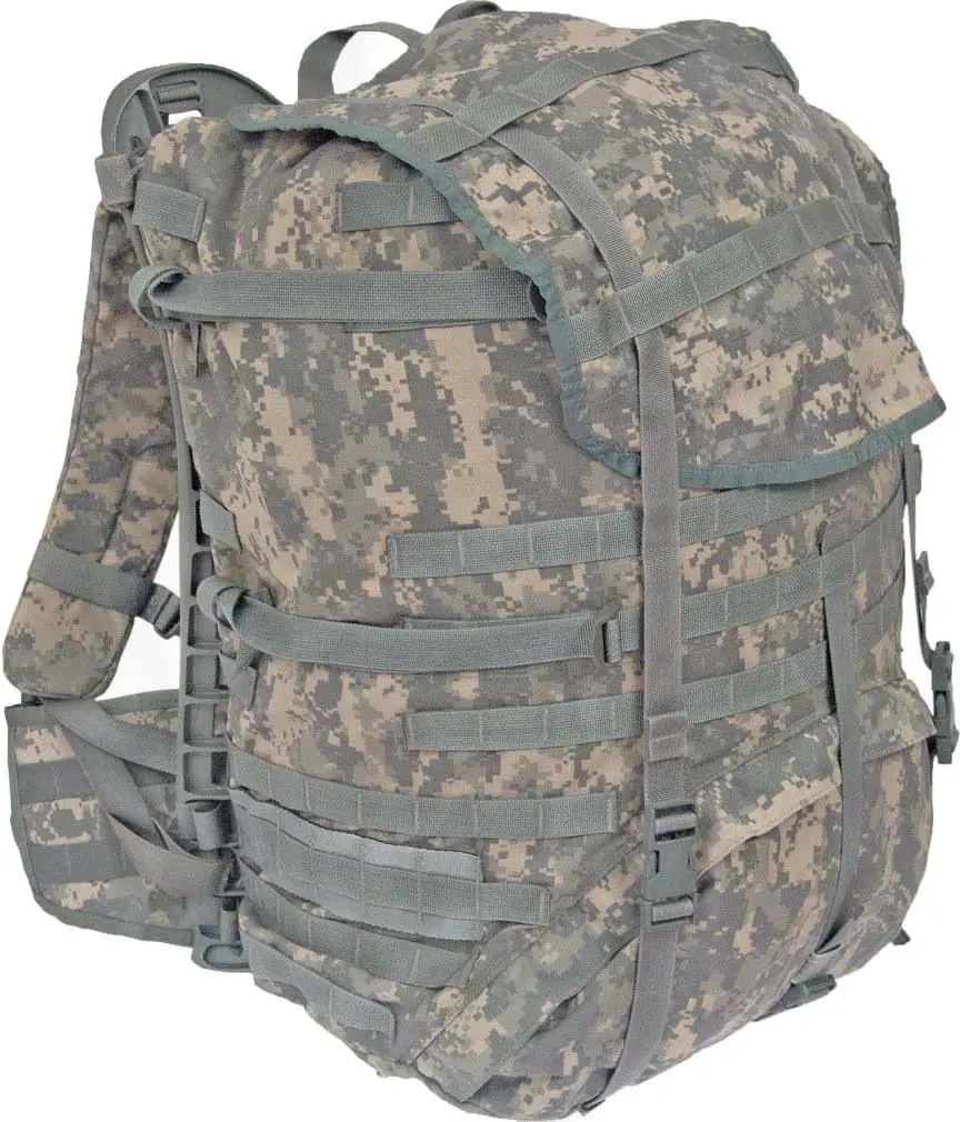 

Previously Issued US G.I. Large ACU Rucksack Complete with Frame, Shoulder Straps, and Waist Belt