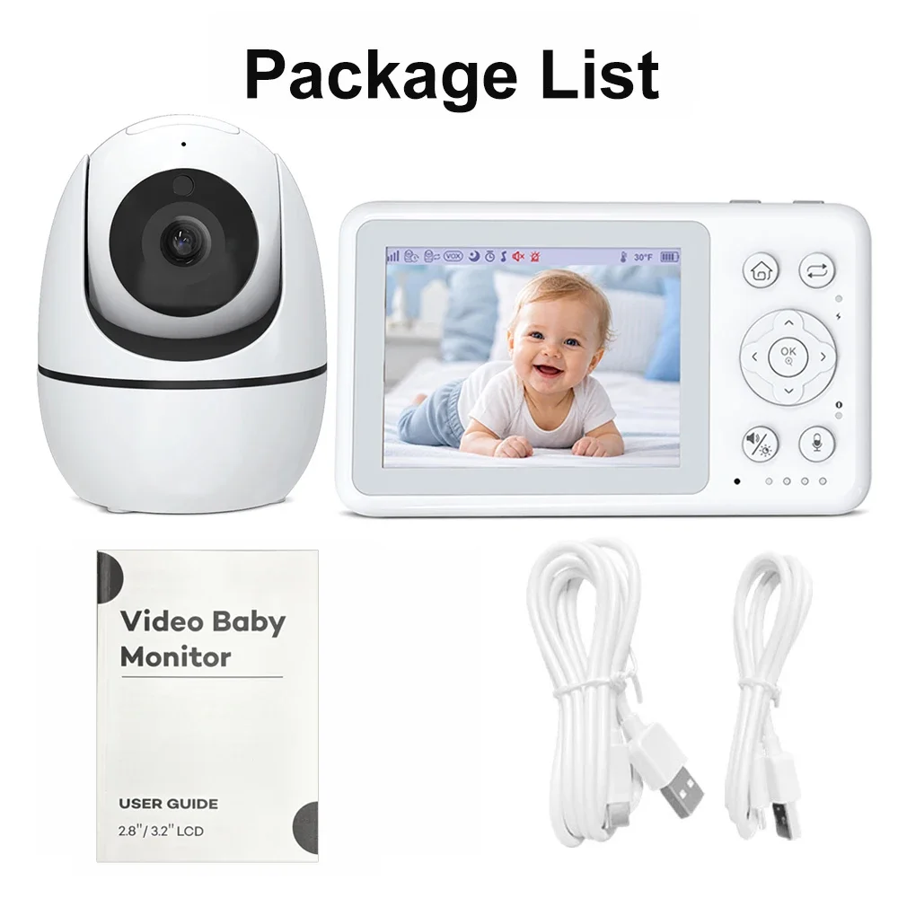 3.2Inch Video Baby Monitor LCD Screen With Nanny PTZ Camera Two-way Audio VOX Lullaby Temperature Detection Surveillance Nanny view 2