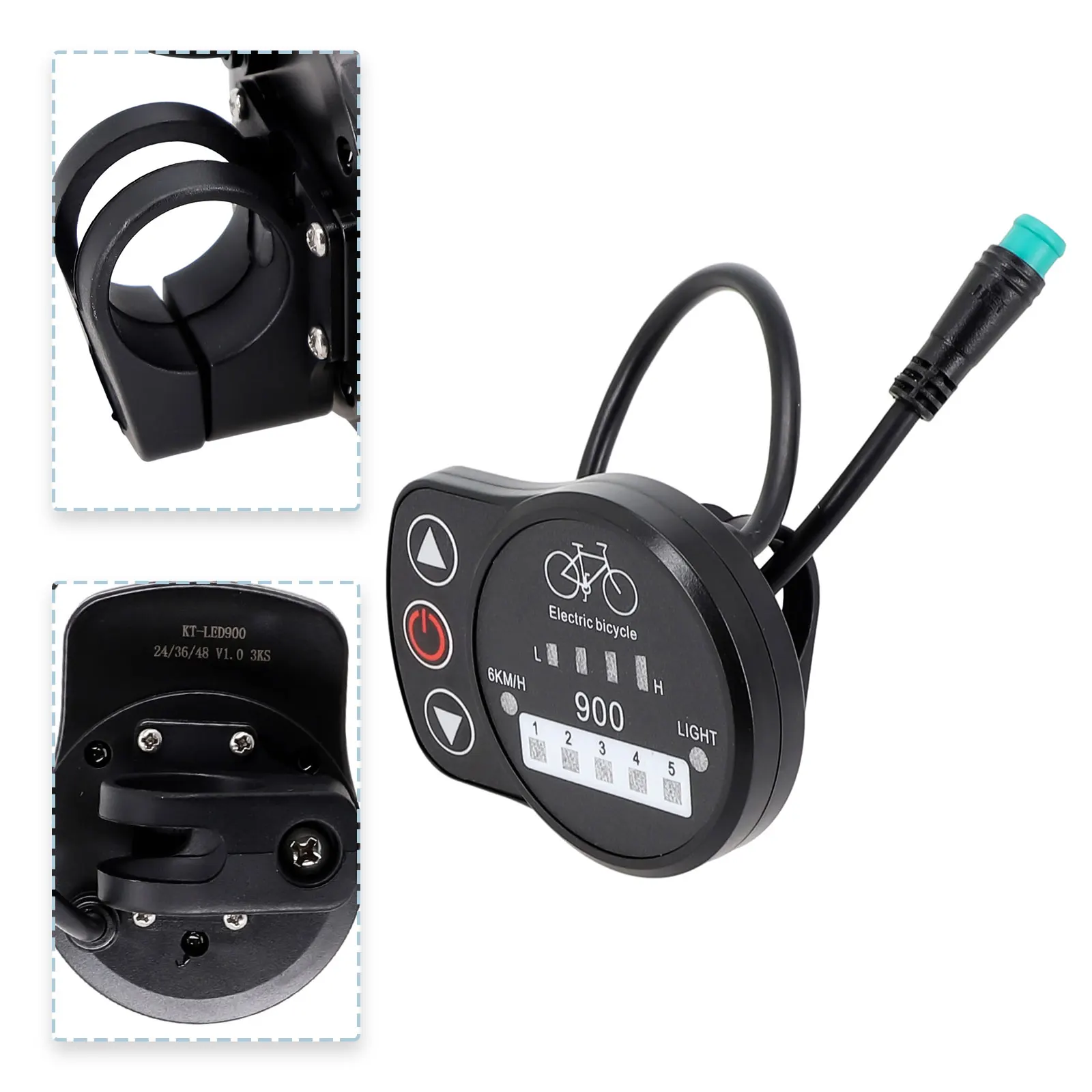 

KTLED900 Pedelec Встроенный компьютерный спидометр Дисплей с диаметром руля 22 2 мм Сердечник провода Технические характеристики 5 контактов