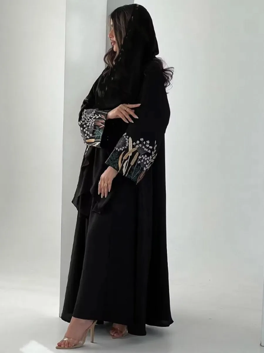 

Ид женское открытое платье Абая с вышивкой элегантный марокканский кафтан мусульманская вечеринка Джалабия Рамадан Абая Vestidos Largo арабский длинный халат