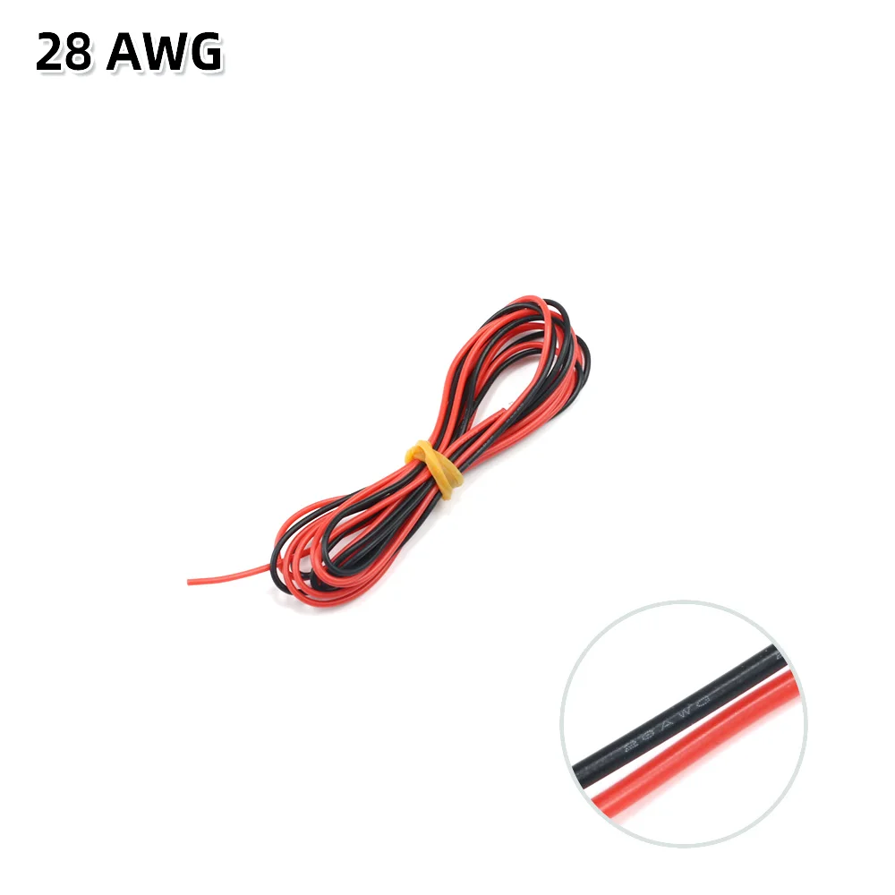 2 meter siliconendraad 8 10 12 14 16 18 20 22AWG hittebestendige zachte siliconen silicagel draadkabel (1 meter rood + 1 meter zwart)