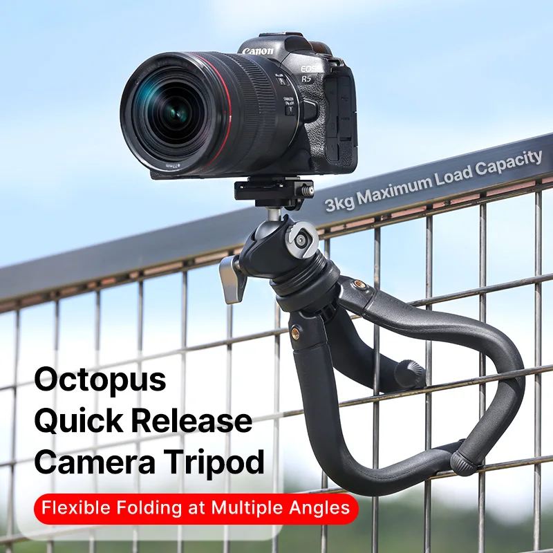 

Ulanzi MT-68 Flexible Octopus Tripod Camera Vlog F38 Quick Release Travel Portable Tripod Stable and Shake-free