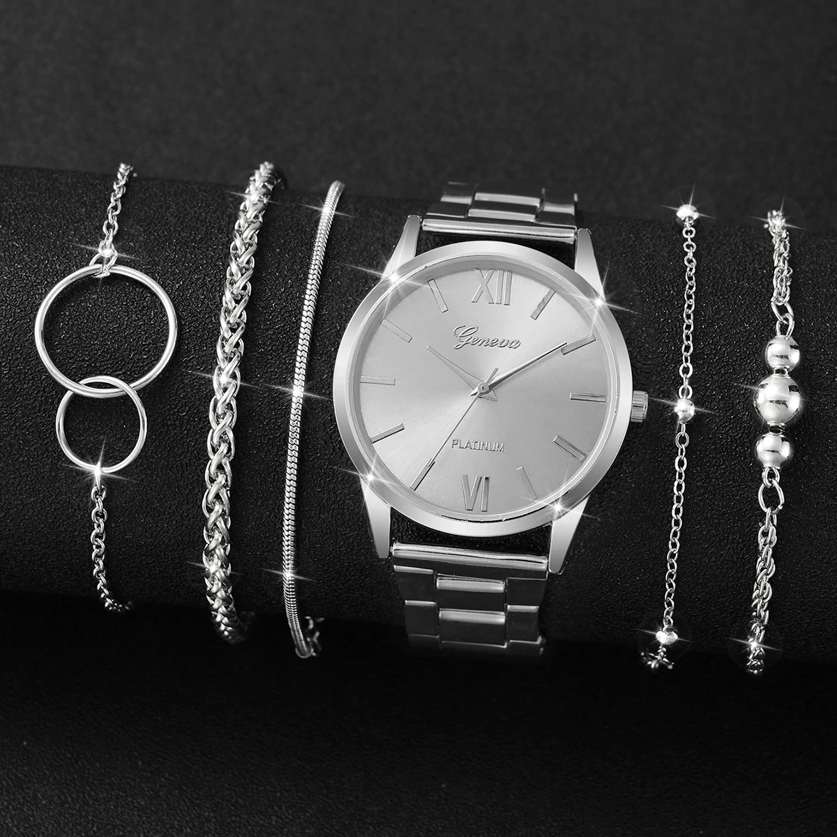 6 sztuk/zestaw moda Roma Dial damski zegarek kwarcowy srebrny pasek ze stopu kobiece zegarki na rękę zestaw bransoletek (bez pudełka) — zdjęcie 4