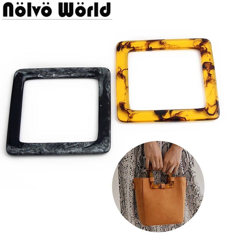 

2-10-20PCS 9.5cm Yellow,Black Square Shape Plastic Resin Bags Handles For Crochet Bag Frame Handbags DIY Handmade Accessories