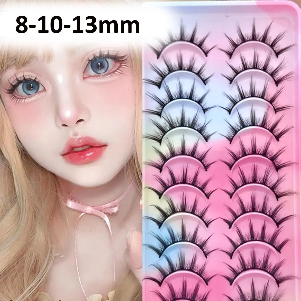 10 pares 3d falso vison falso cílios de vison aparência natural faixa preta cílios postiços volume grosso fofo cílios falsos para todos os dias