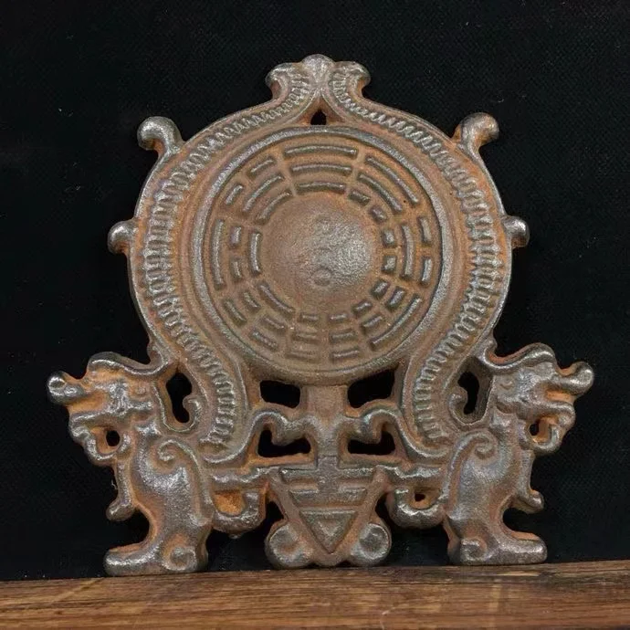 

Rare old Tai Chi Bagua Iron Carved House Guardian Mirror statue,#03,Free shipping