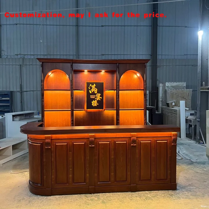 

custom.European Retro Solid Wood Paint Display Cabinet Kitchen Use-Clothing Coffee Bistro Bar Light Corner Cash Regi