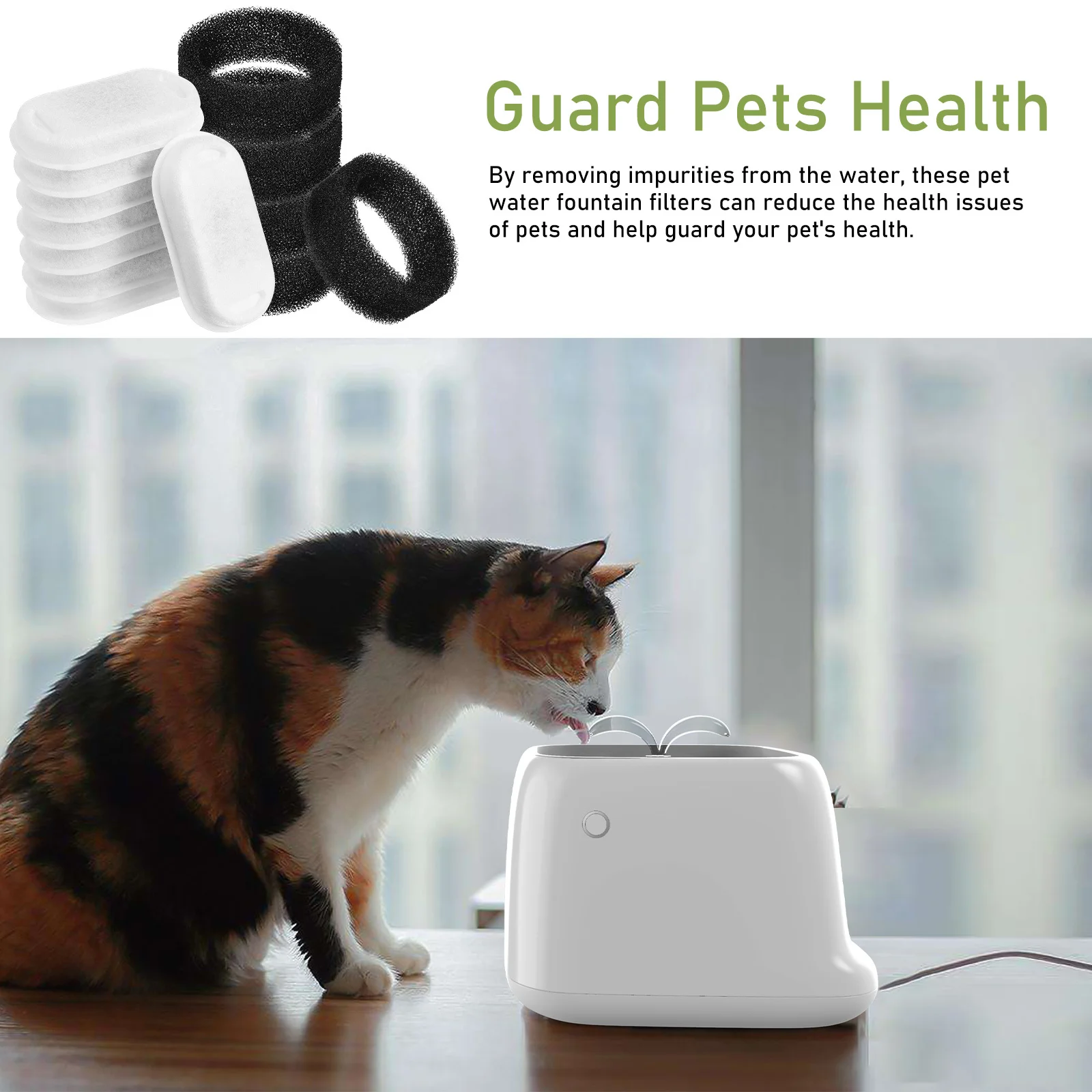 

1 set Pet Fountain Filters Replacement Round Water Dispenser Filters For Cat Dog Pet Water Fountain Filter Compatible With Most