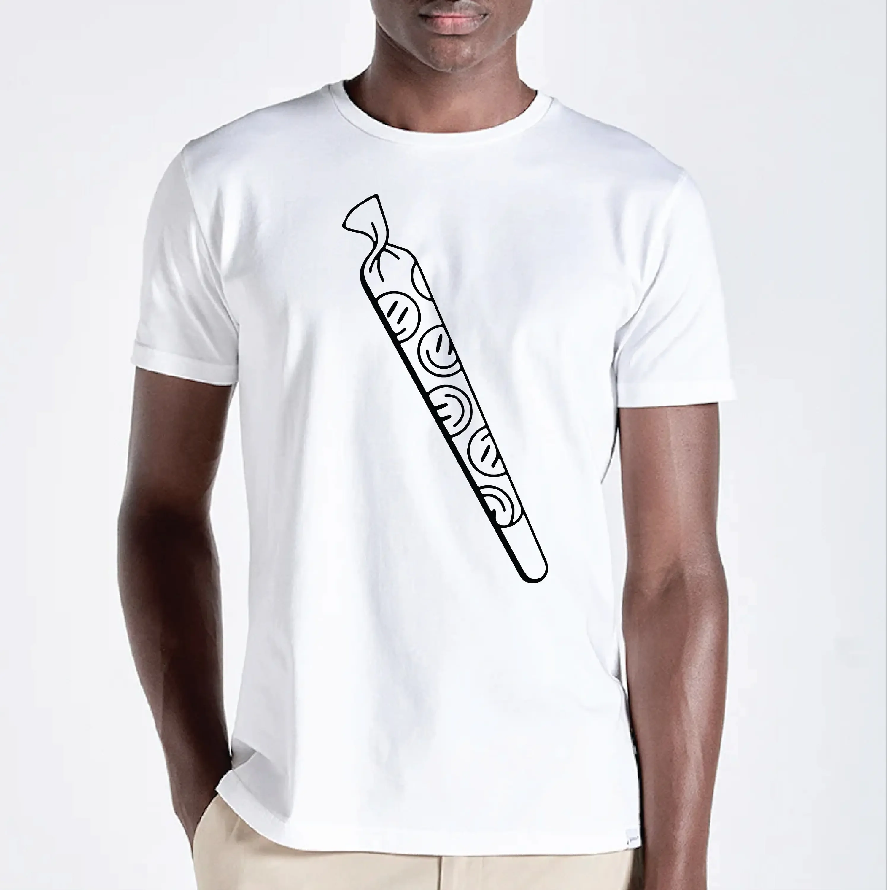 Men's White Original T-shirt With Smiling Joint Graphic