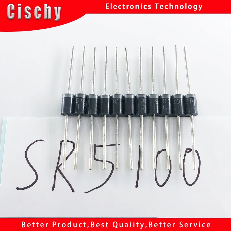 10PCS/lot SB5100 schottky diode SR5100 5A/ 100V DO -27 In Stock