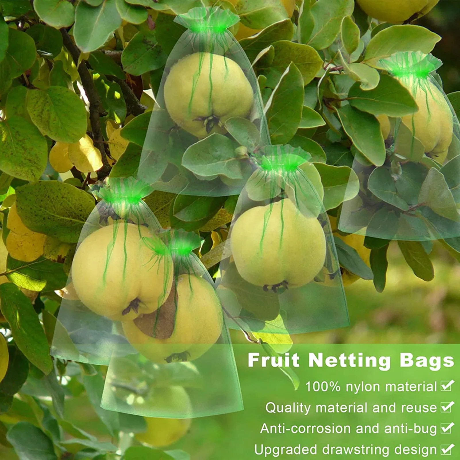 

Fruit Netting Bag Reusable Garden Mesh Barrier Bag for Plant Flower Fruit Trees Green Fruit Cover Mesh Bag