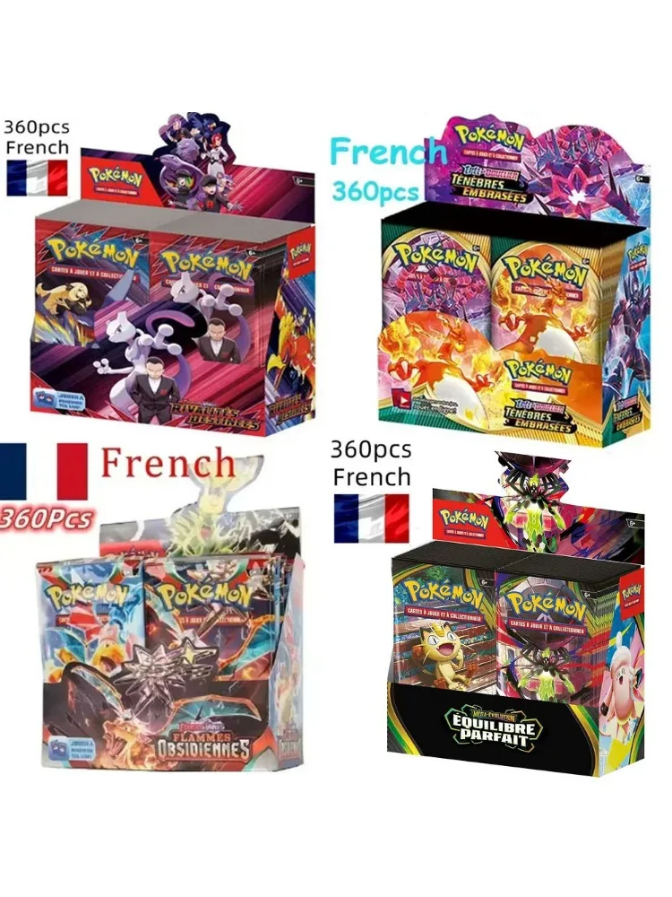 50-360 Peças de Cartas Pokémon em Inglês, Francês e Espanhol, Caixa de Booster Sun Moon Evolutions, Cartas Colecionáveis para Crianças