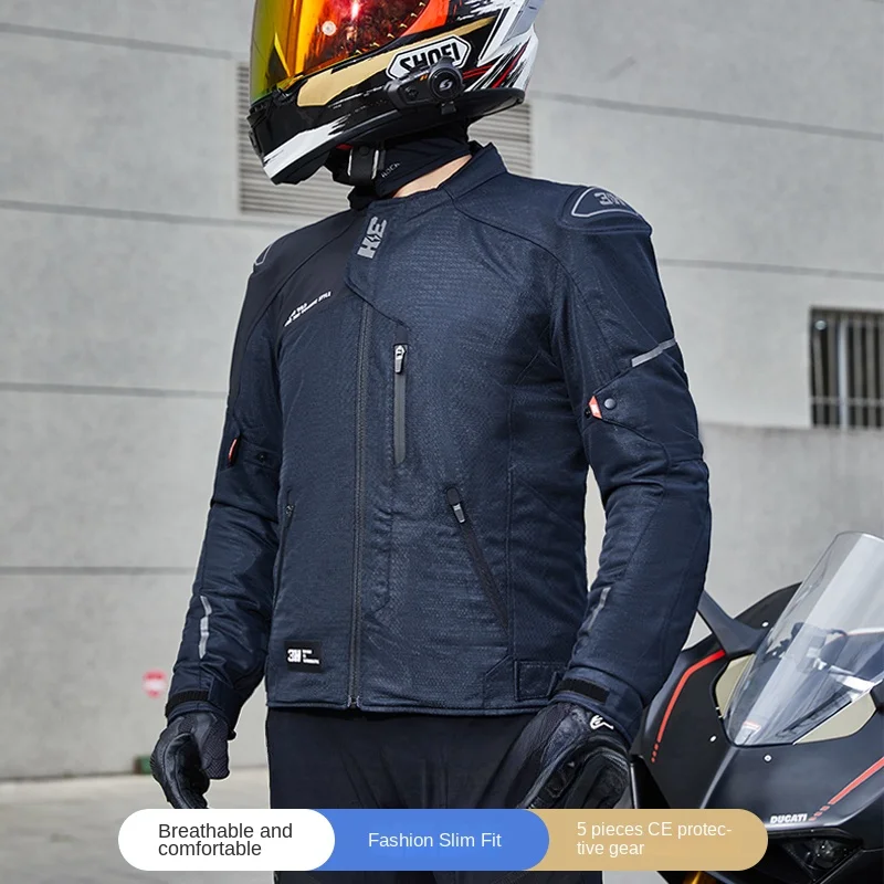 3H Motorcycle Jacket Men's Summer Breathable Large Size Anti-fall Commuter Motorcycle Travel Racing Wear CE Protective Gear