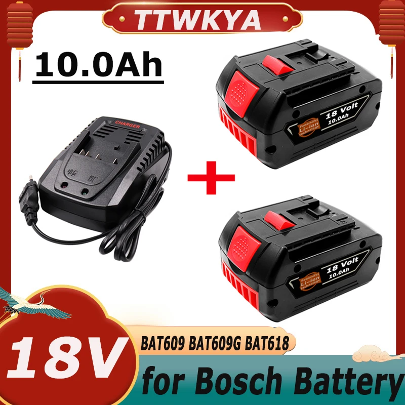 100% asli 10Ah baterai Lithium Ion isi ulang untuk Bosch 18V 6,0 A baterai cadangan pengganti portabel BAT609 BAT609G 618