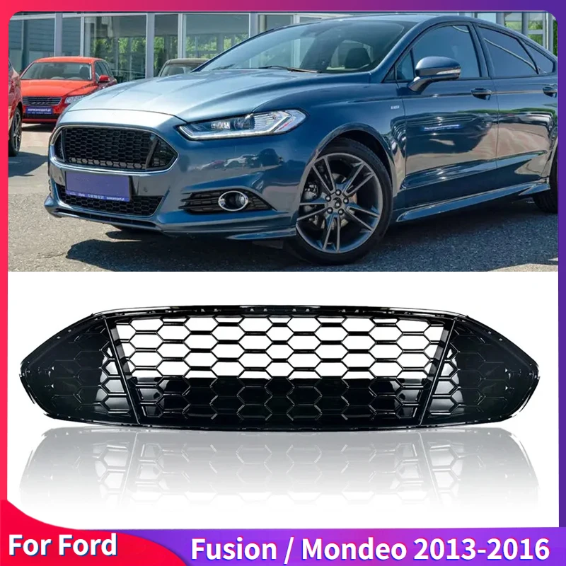 For Ford Fusion / Mondeo 2013-2016 Honeycomb Mesh Car Front Bumper Radiator Grille Mesh Center Racing Grills Guard Protector Kit