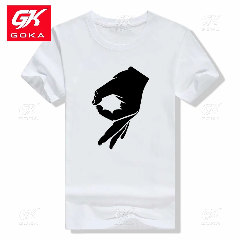 Okay Hand Sign Finger Ok Prints Cottn T Shirts Personality Street Vintage Short Sleeve Breathable O-Neck Top Tees Letter T Shirt