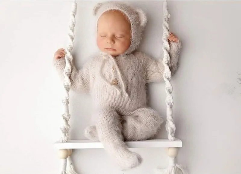 Newborn Photography Props Baby Swing Chair Wooden Furniture Infants Photo Shooting Prop Accessories Baby Photo Props Swings