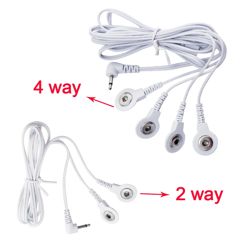 2 Way+4-Way Electrode Wire Button Cable For EMS Muscle Stimulator Electrode Pads TENS Unit Massage Machine Lead Wires Cables