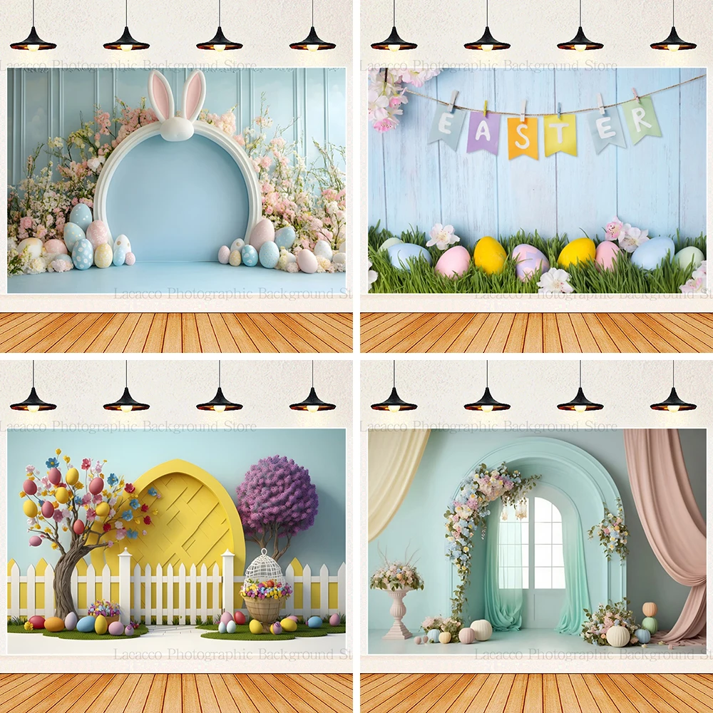 Ostern Studio Foto Hintergründe Kaninchen Farbe Eier Frühling Neugeborene Kinder Ostern Party Fotografie Tapete Foto-shooting Hintergrund