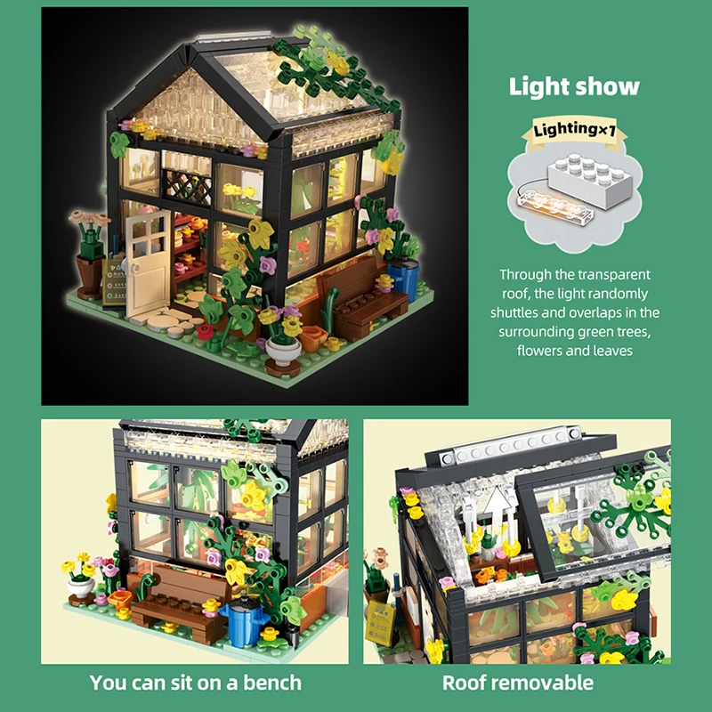 بنة مدينة شارع عرض العمارة الإبداعية الطوب Led ضوء مقهى منزل زهرة متجر لتقوم بها بنفسك نموذج هدايا للأطفال