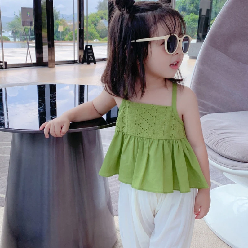 

Kids Girls Summer Sleeveless Tops Cute Toddler Girl Outer Vest Tops Tank Top Baby Cotton Camisole Dress Children Clothes