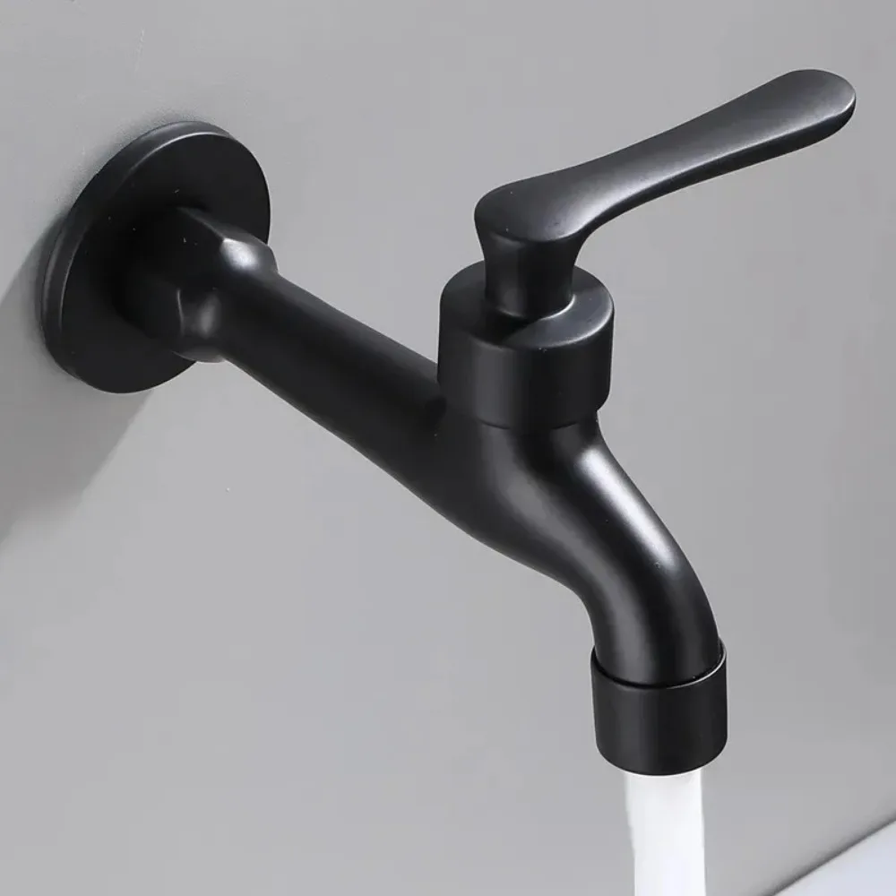 New Black Brass Wall Mounted Bathroom Faucets Corner Washing Machine Faucet Outdoor Garden Bibcock Bath Toilet Mop Pool Taps