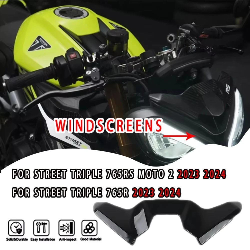 

New Motorcycle Accessories Mini Windshield Decorative Panel Cover Bright BLACK For STREET TRIPLE 765R RS MOTO 2 STREET TRIPLE 7