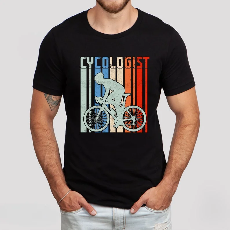 Cycologist Bicycle Classics Shirt Funny Shirts Graphic T Shirts Men Clothing Cotton Retro Street Fashion Short Sleeve Design Top