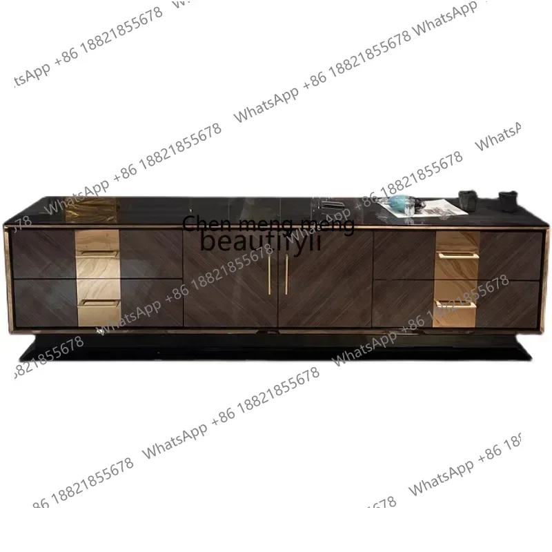 

D178 Italian light luxury high-end TV cabinet modern simple living room small apartment solid wood floor TV cabinet combinati