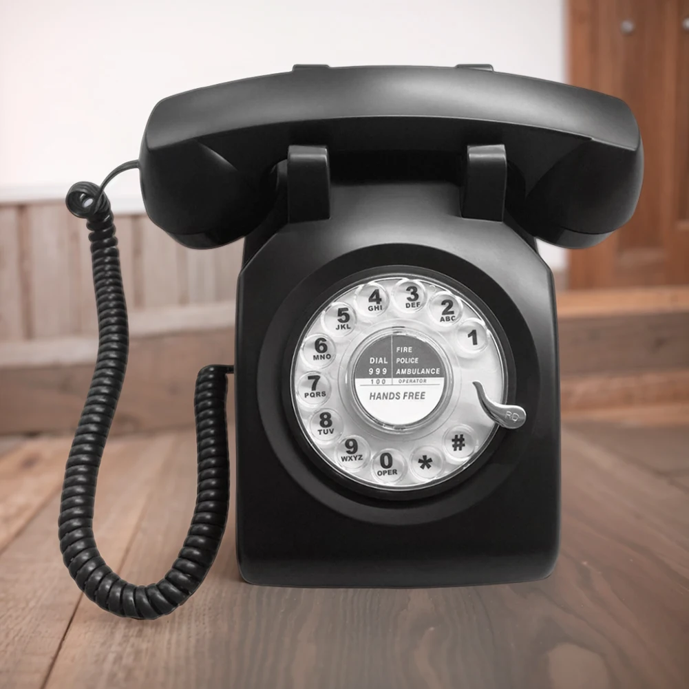 Rotary for Dial Phone 1960s Vintage Corded Phone Redial Button Old-Fashioned Telephone Antique Fixed Telephone for Hotel