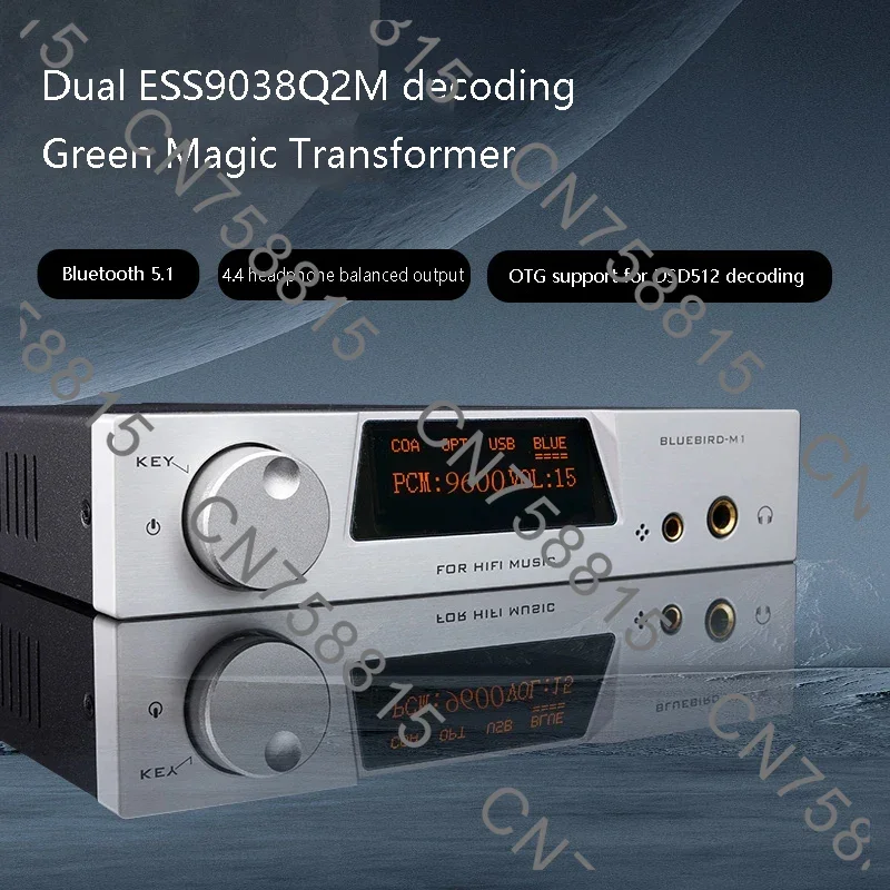 HIFI Decoder, Supports DSD512 Decoding AMANERO Driver，Dual ES9038Q2M Audiophile Audio Decoder Bluetooth 5.4 QCC3095 Lossless