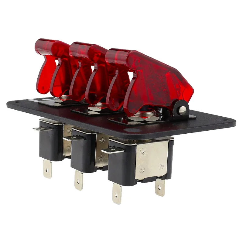 ASW-07D three position toggle switch Red Cover Combination Panel Modification Accessories 12V20A Single Circuit Control Switch