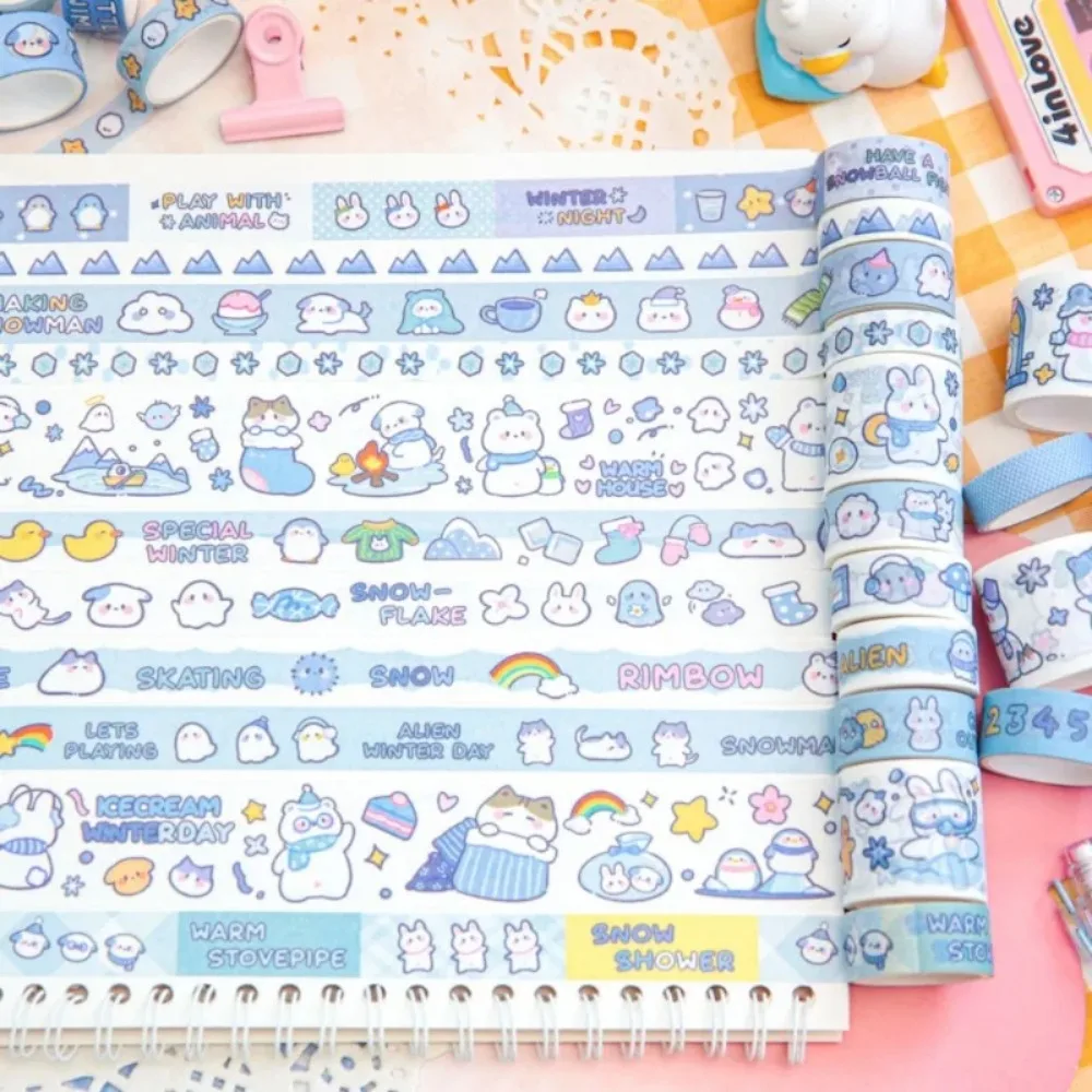 Imagem -02 - Papel 20 Rolos Caixa Bonito Coelho Série Washi Conjunto de Fita dos Desenhos Animados Animal Faça Você Mesmo Manual Decorativo Kawaii Adesivos Papelaria