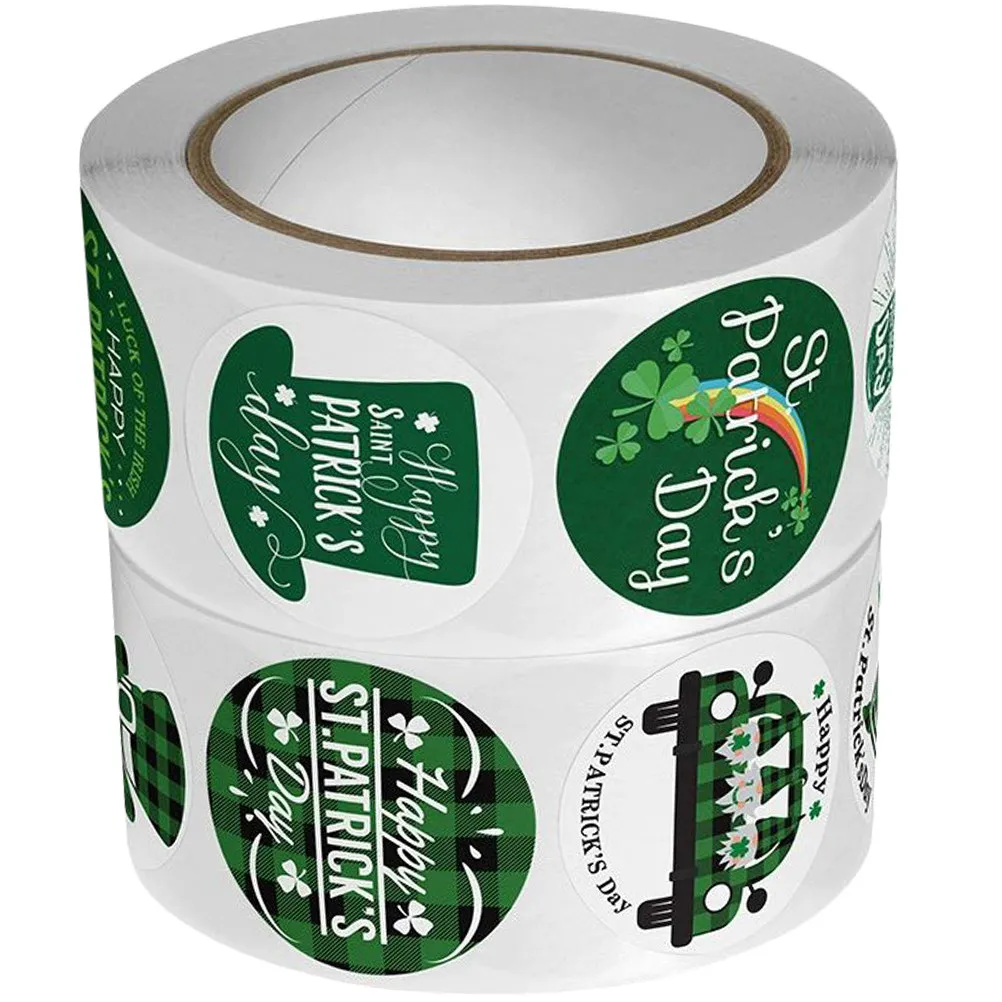 

2 Rolls St Patricks Day Sealing Stickers Colorful Decorative Labels for Wrapping Gift Boxes Candy Bags Party Supplies