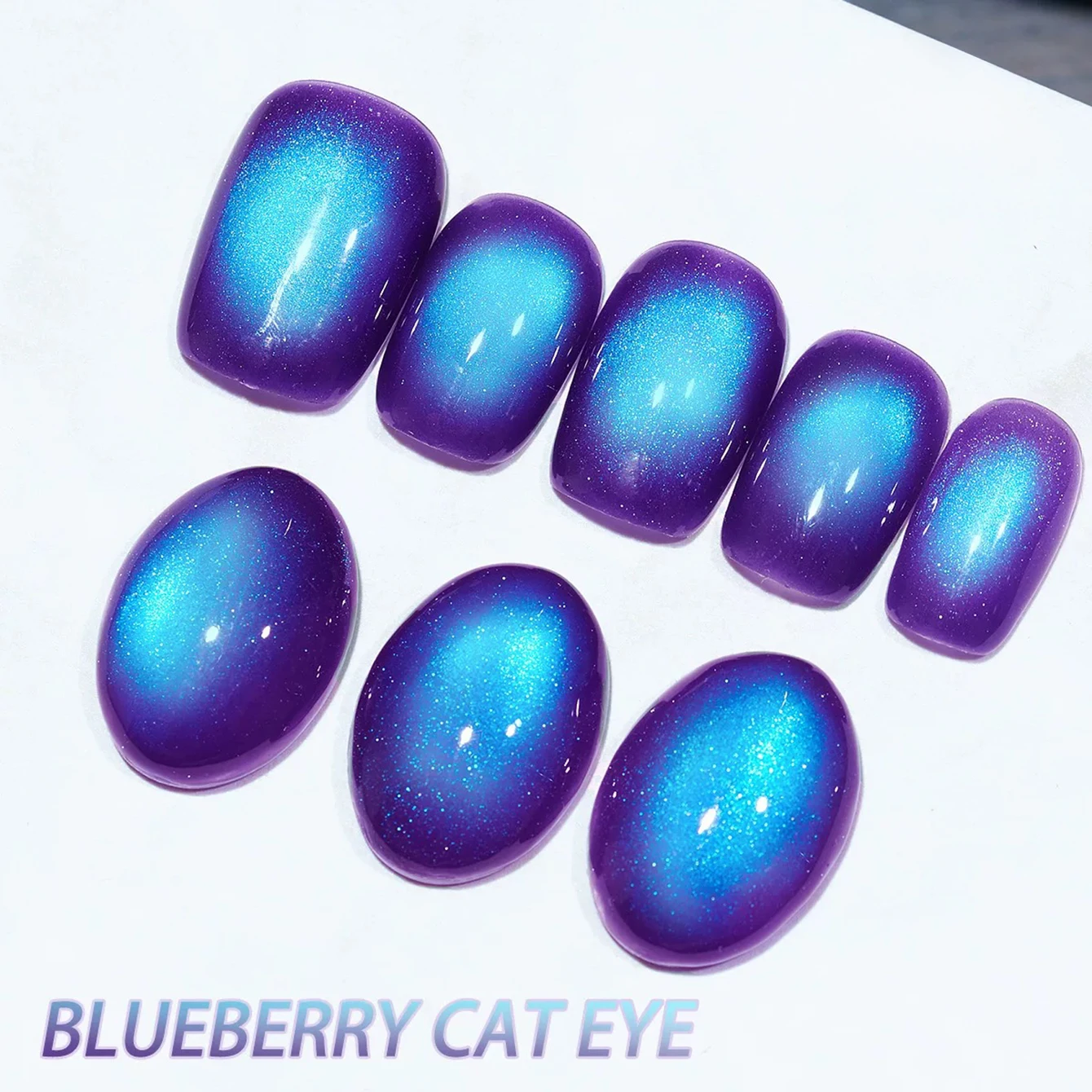 MIANEL 1PCS Esmalte de Uñas en Gel Ojo de Gato con Cuentas de Cristal Azul Púrpura, Efecto Blanqueador Especial de Kumquat y Arándano, Más Vendido