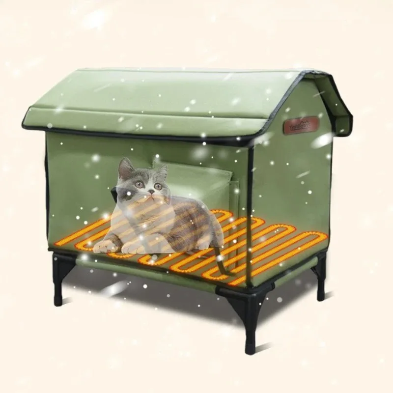 

Outdoor Cat House Heating Cats Bed Waterproof Windproof Cats Houses Insulation Sunshade Large Space Safety Cats Kitten Beds
