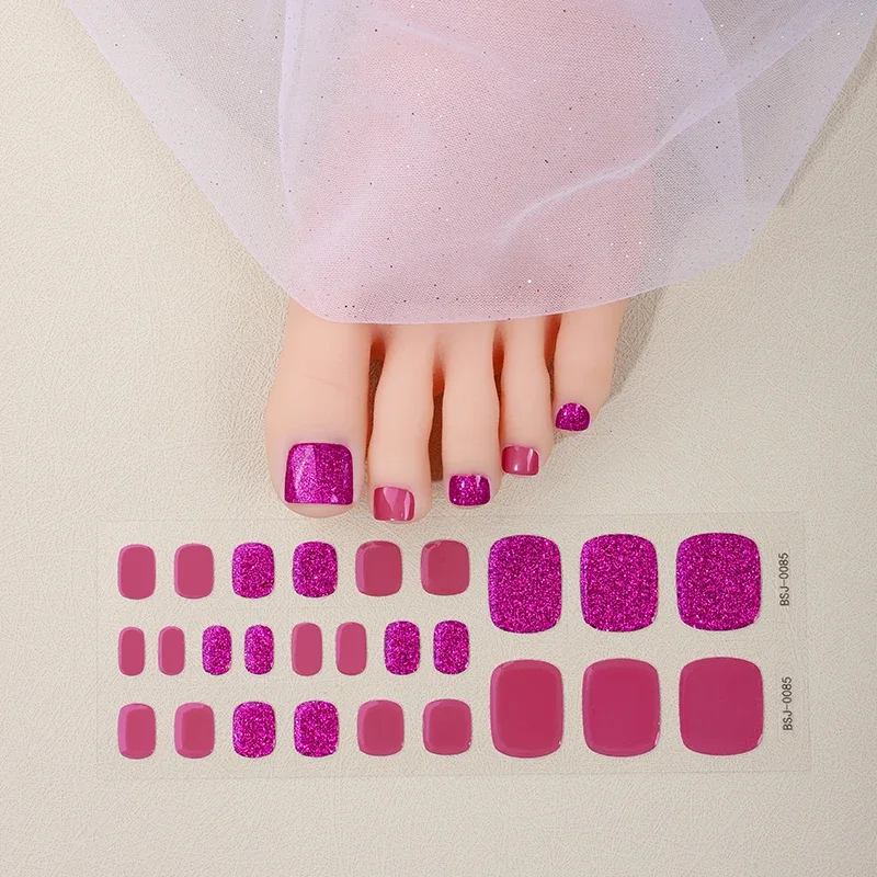 26tips Toe Gel Nails Stickers Glitter Summer Candy Color Nail Semi Cured Gel uv Stickers for Manicure Material and Accessories