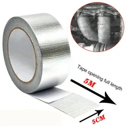 5m*5cm Exhaust Pipe Insulation Tape Exhaust Heat Tape Manifold Downpipe High Temperature Bandage Tape Silver Adhesive Tape