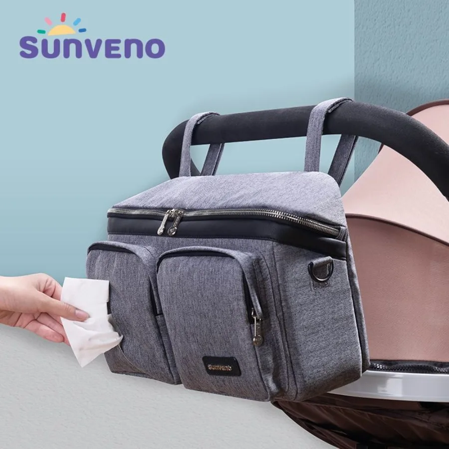 

SUNVENO Universal Stroller Organizer Super Large Capacity 2in1 Baby Stroller Organizer Waterproof Insulated Cup Holder Inside S